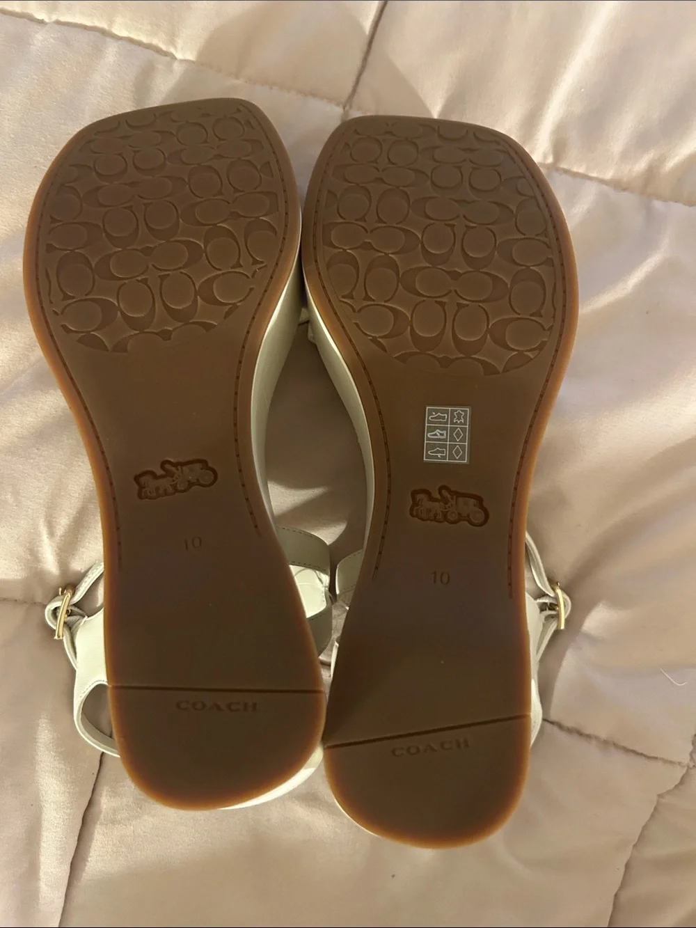 NWOT Women’s Coach Gale Wedge Sandal | Chalk Leather